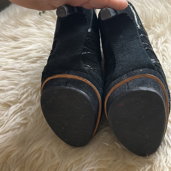 Brian Atwood Figara Suede Patent Platform circus Booties size 37 noir black - Picture 7 of 13